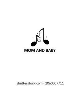 mom and baby music logo, logo for music industry