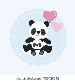 mom and baby panda