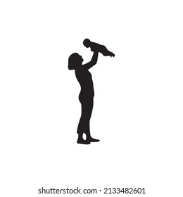 Mom and baby silhouette background . Vector Illustrator.
