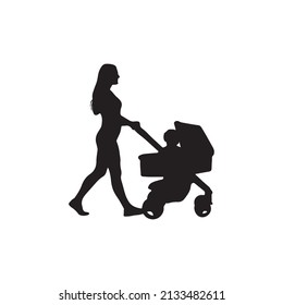 Mom and baby silhouette background . Vector Illustrator.
