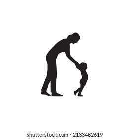 Mom and baby silhouette background . Vector Illustrator.
