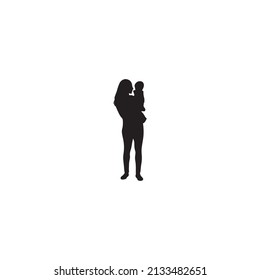 Mom and baby silhouette background . Vector Illustrator.
