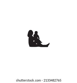 Mom and baby silhouette background . Vector Illustrator.
