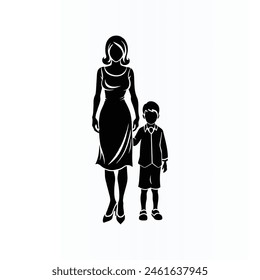 Mom and Baby silhouette vector design