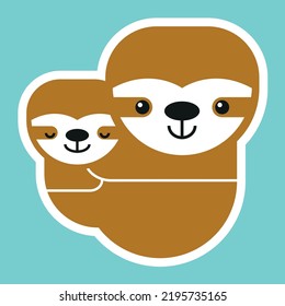 Mom and baby sloth vector illustration