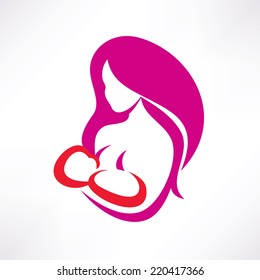 mom and baby stylized vector symbol