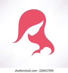 mom and baby stylized vector symbol