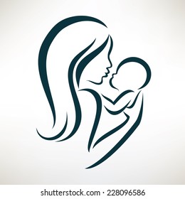 Mother Baby Stylized Vector Symbol Stock Vector (Royalty Free) 518926156