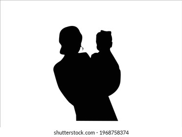 mom and baby vector design hand draw