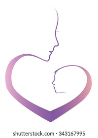 Mom and baby vector icon. EPS10.