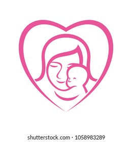 Mom and Baby vector logo.