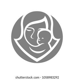 Mom and Baby vector logo.
