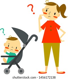 mom and baby wondering something