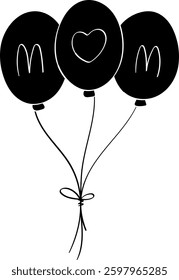 mom balloon solid mother day doodle illustration
