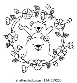 mom bear and son flower