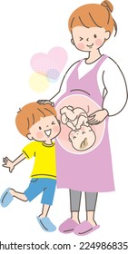 Mom and boy waiting to give birth vector illustration