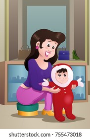 mom buying baby cloth