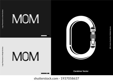 MOM  carabiner for Mountain adventure Forest and Hiking Climbing equipment Logo Design