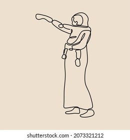 mom carry son oneline continuous single line art