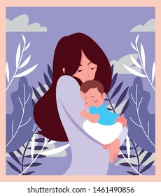 mom carrying his baby in his arms