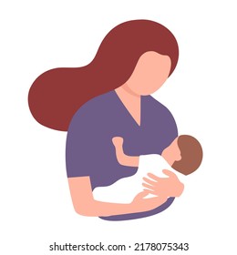 Mom and child concept vector illustration on white background. Mother holding newborn baby in her arms. Happy Mother’s Day.