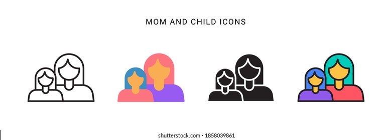 vector de iconos madre e hijo con un diseño de estilo diferente. aislado en fondo blanco