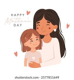 Mom and child portrait, Mother's day vector, mom love, mother day card