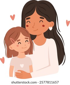 Mom and child portrait, Mother's day vector, mom love, mother day card