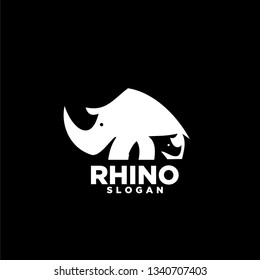 mom and child rhino animal with black background logo symbol icon designs vector illustration template. mother save child with negative space logo