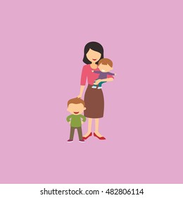 Mom with child. Vector illustration with flat style design
