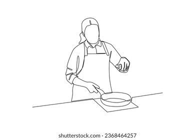 Mom cooking. Collection of cartoon man and woman preparing food. Cooking illustration in black and white background. Cartoon character flat vector illustration.