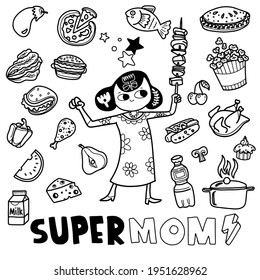 Mom cooks a lot of food for the family  ,mother,s day