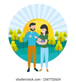 mom dad and baby