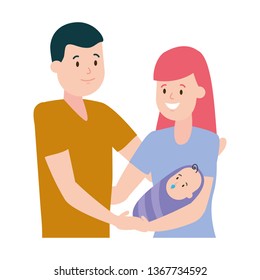 mom dad and baby