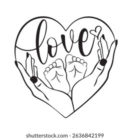 Mom, dad and baby parenting love family tattoo vector art printable