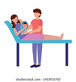 mom and dad with baby pregnancy and maternity scene flat vector illustration