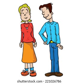 Vektor Stok Mom Dad Cartoon Illustration Isolated On (Tanpa Royalti