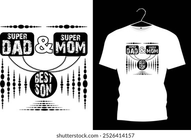 Mamá y papá. Mamá, papá e hijo. Diseño de camiseta