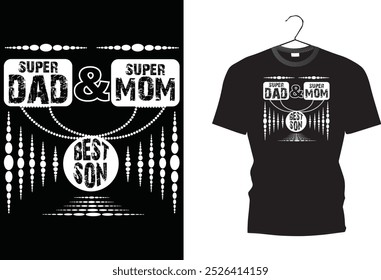 Mamá y papá. Mamá, papá e hijo. Diseño de camiseta