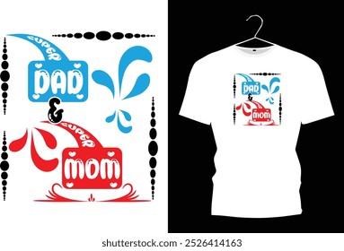 Mamá y papá. Mamá, papá e hijo. Diseño de camiseta