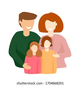 Mom, dad and two daughters. Family with two children. Icons of a family with two children.