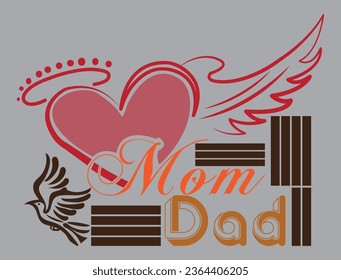 Mom Dad Vector Image T-Shirt Design