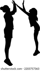 Mom with daughter, concept silhouettes.