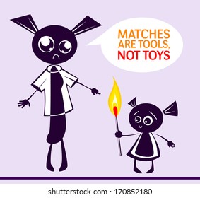 mom and daughter. Girl with Matches