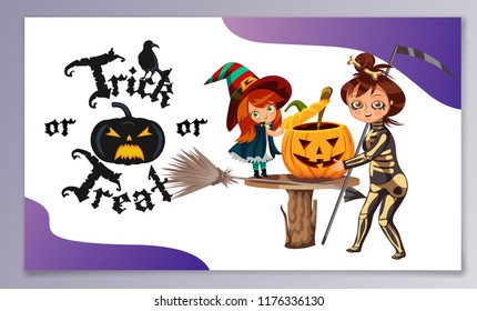 Mom and daughter in Halloween costumes poster