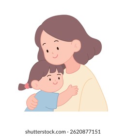 Mom and daughter hug. Happy mom and girl child embracing. Mother day coloring page for kids activity. Fun mothers day activity worksheet for kids. Mother's Day card. 