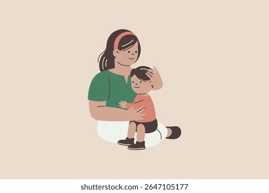 Mãe e Filha Abraçando Abraçar Ilustração