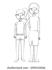mom and daughter isolated icon