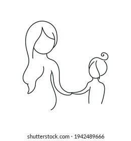 mom and daughter linear icon. Motherhood. Mather's Day. Thin line customizable illustration. Contour symbol. Vector isolated outline drawing. Editable stroke