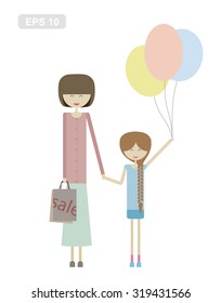 Mom and daughter in Vector